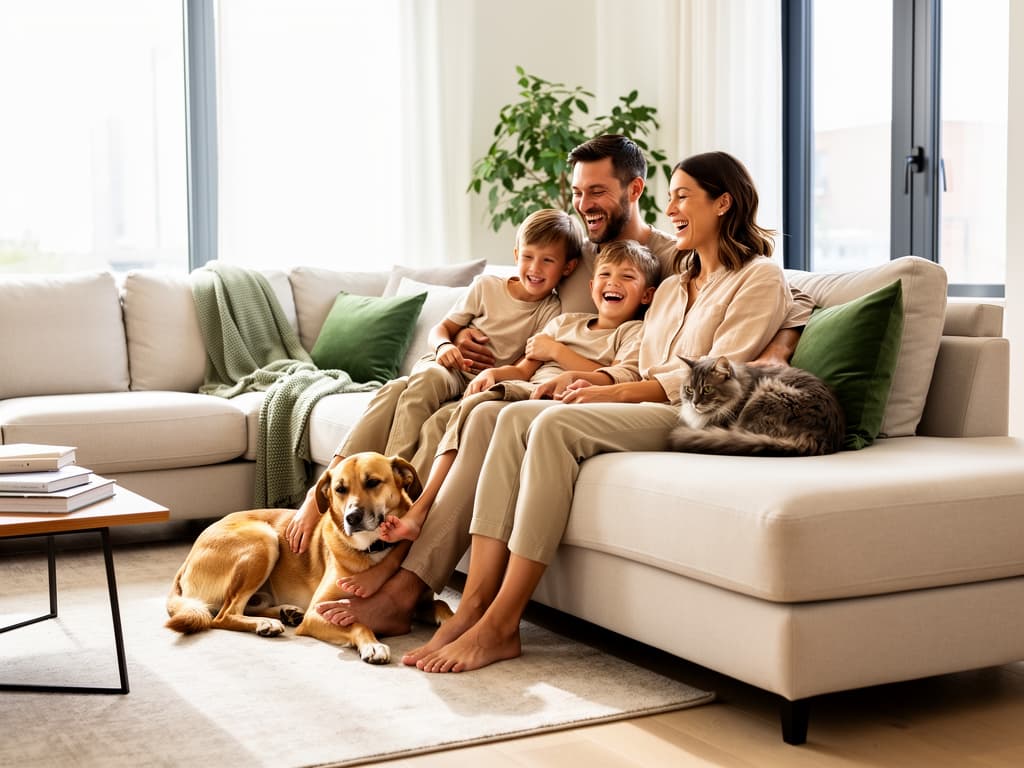 Happy pets with their family